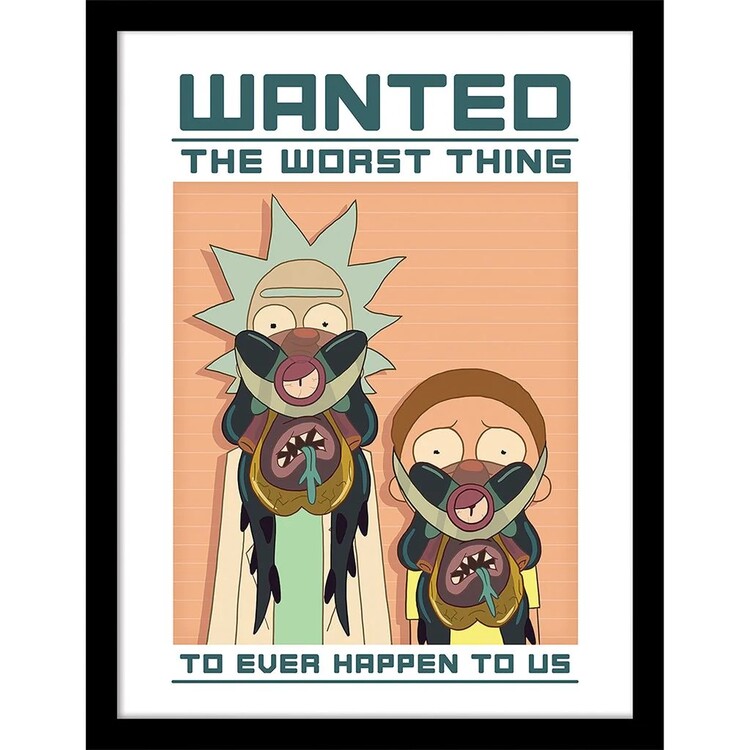 Framed poster Rick and Morty - Wanted