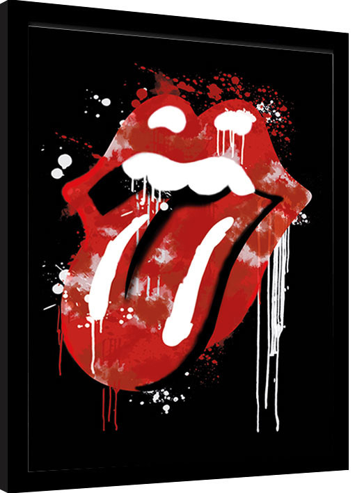 Framed poster Rolling Stones - Graffiti Lips