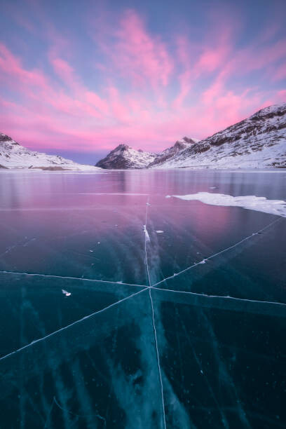 Slika na platnu Frozen Lake Bianco, Bernina Pass, Switzerland