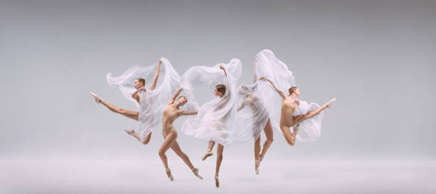 Slika na platnu Portrait of young ballerina dancing with