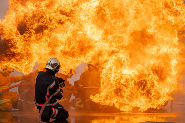 Slika na platnu Firemen fighting the fire.