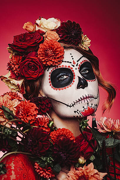 Slika na platnu Sugar skull creative make up for halloween