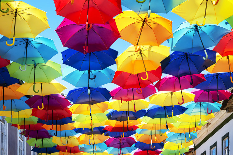 Art Print on Demand Colourful Umbrellas