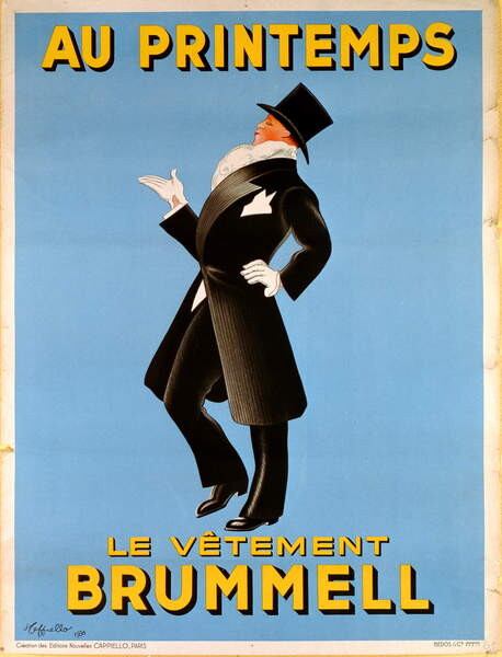 Stenska nalepka Poster advertising 'Brummel' clothing for men at 'Printemps' department store