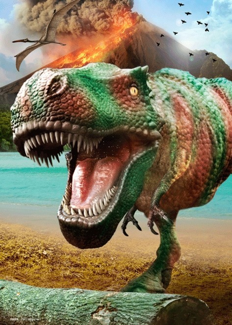 3D Poster Dinosaurus - volcano