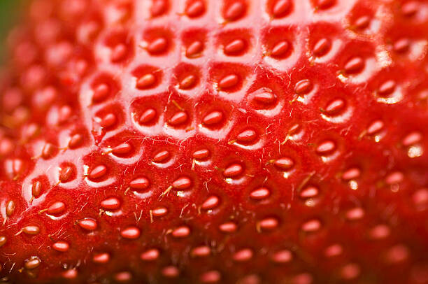 Poster Close-up of a fresh strawberry surface