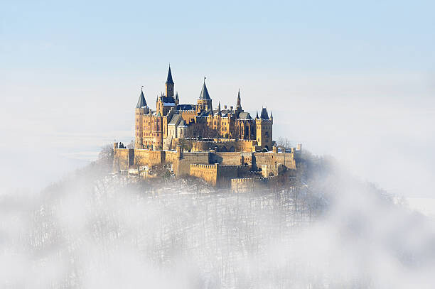 Poster Germany Palace Hohenzollern Winter Fog