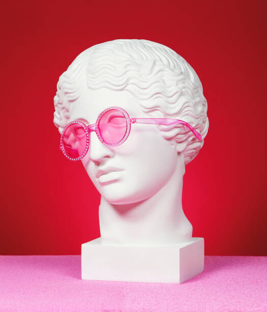 Poster Head sculpture with pink eyeglasses
