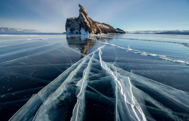 Poster Lake Baikal is a frosty winter