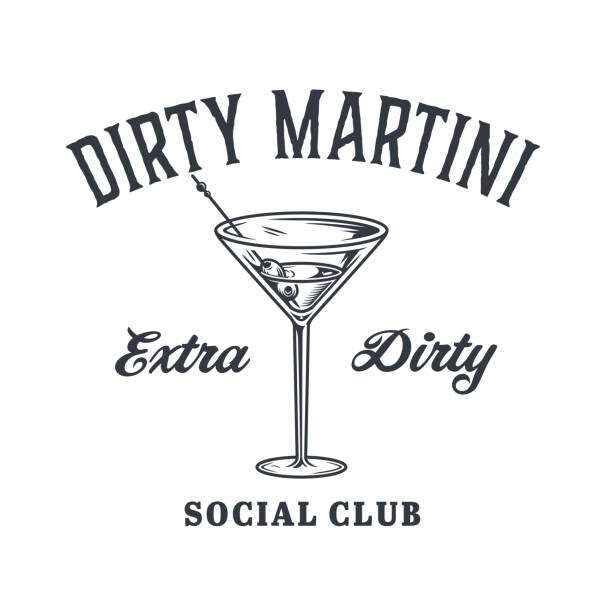 Poster Martini cocktail vector with olive and