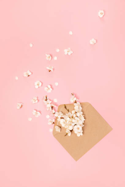 Poster Spring greeting card with many white