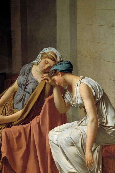 Poster The Horaces Detail oath representing women collapsed in pain