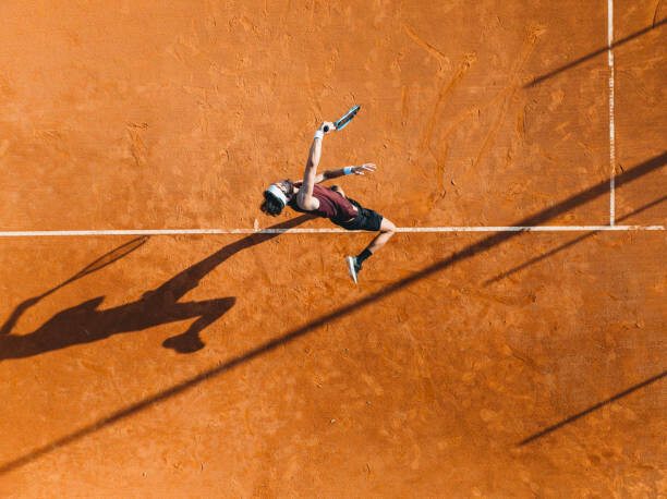 Poster Aerial view of a tennis player during a match