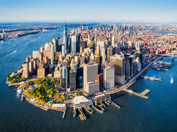 Плакат aerial view of Lower Manhattan. New York