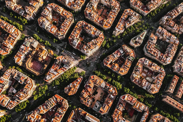 Poster Aerial view of typical buildings of