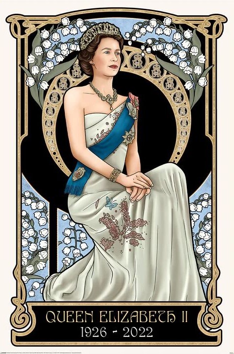 Lade være med Strømcelle Kurv Poster Art Nouveau - The Queen Elizabeth II | Wall Art, Gifts & Merchandise  | Europosters
