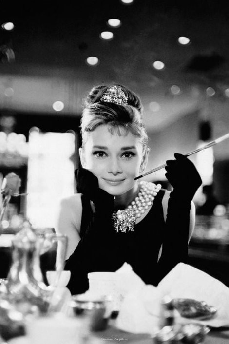 Audrey Hepburn - cigarette (B&W) Poster