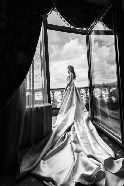 Плакат Black and white full-length portrait of