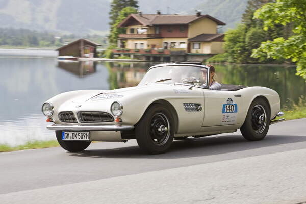 Poster BMW 507 constructed in 1955, Kitzbuehel Alps Ralley 2008, Austria, Europe