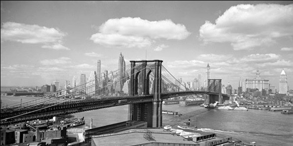 Brooklyn Bridge & City Skyline 1938 Art Print | Buy at Abposters.com
