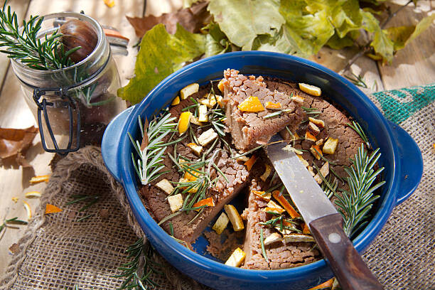 Poster Chestnut flour cake with orange and rosemary