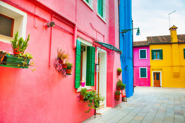 Poster Colorful architecture in Burano island, Venice,