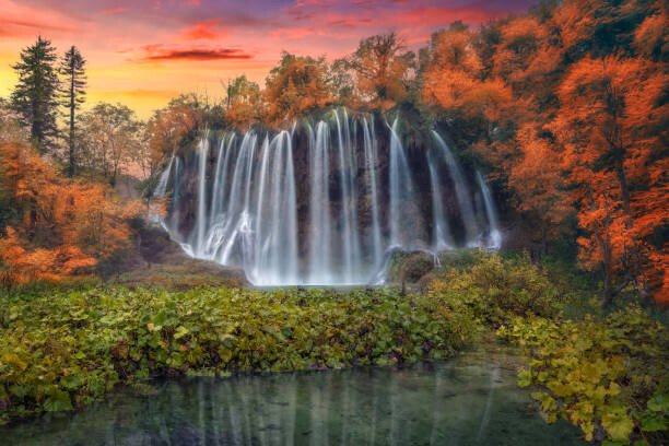 Poster Colorful autumn sunrise at the Great