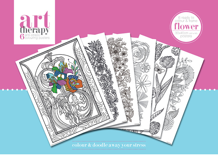 Art Therapy - Flower Coloring Poster
