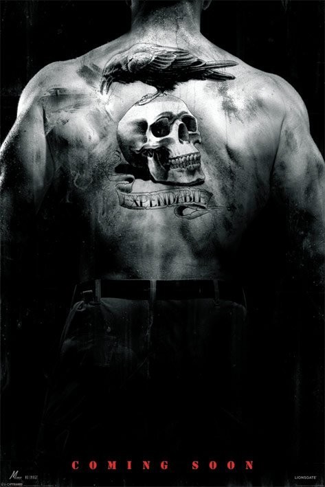 Wallpaper the film, back, skull, black and white, tattoo, Raven, The  Expendables, the expendables for mobile and desktop, section фильмы,  resolution 1920x1080 - download