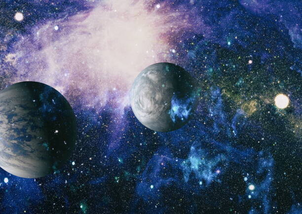 Poster Fiery explosion in space. Abstract illustration