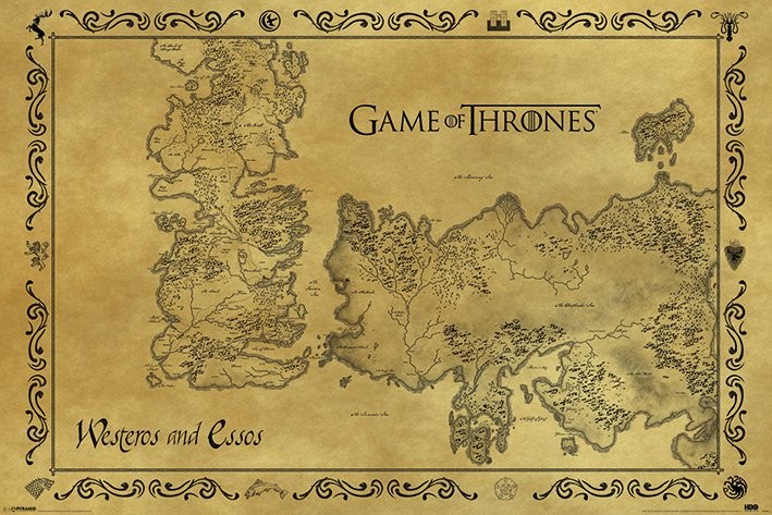 Poster Game of Thrones - Map Antique Style