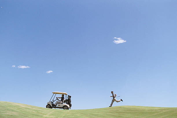Poster Golfer Chasing Golf Cart