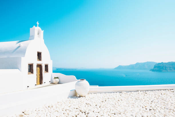 Плакат Greece, Santorini, Oia, Byzantine Orthodox church