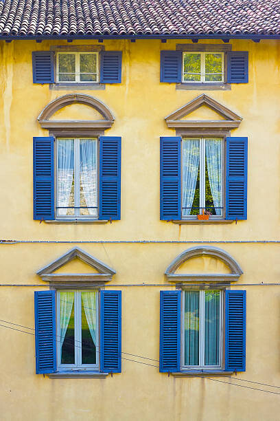 Poster Italian architecture, colorful facade and windows