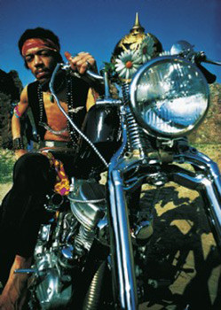 LOT OF 2 POSTERS:MUSIC JIMI HENDRIX ON HARLEY MOTORCYCLE     #5295    RC16 E 