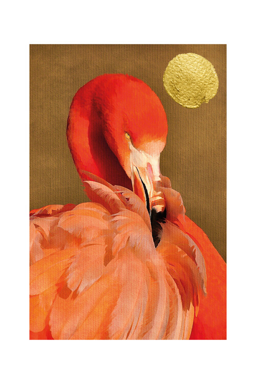 Impressão de arte Kubistika - Flamingo