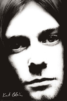 kurt cobain black and white poster