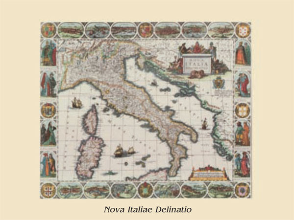 Map of Italy - vintage Art Print