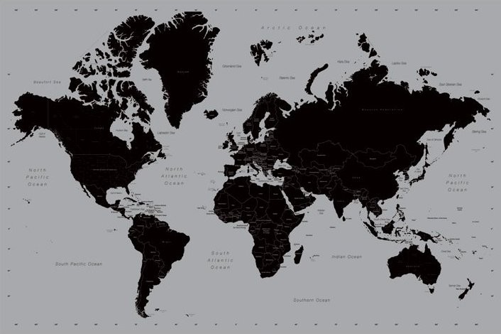 Poster Mapa-múndi - contemporâneo