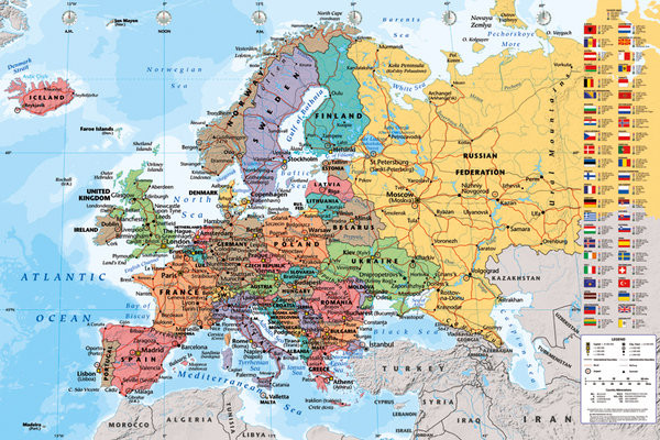 Mapa Europa Politico de parede