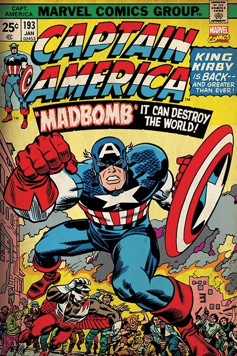 forholdsord Bonus Beskatning Poster Marvel Retro - Captain America - Madbomb | Wall Art, Gifts &  Merchandise | Abposters.com