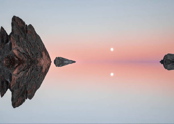 Poster Mirror effect of stunning moon reflection