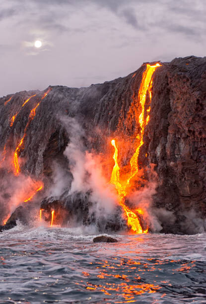 Poster Moon over Kilauea Eruption