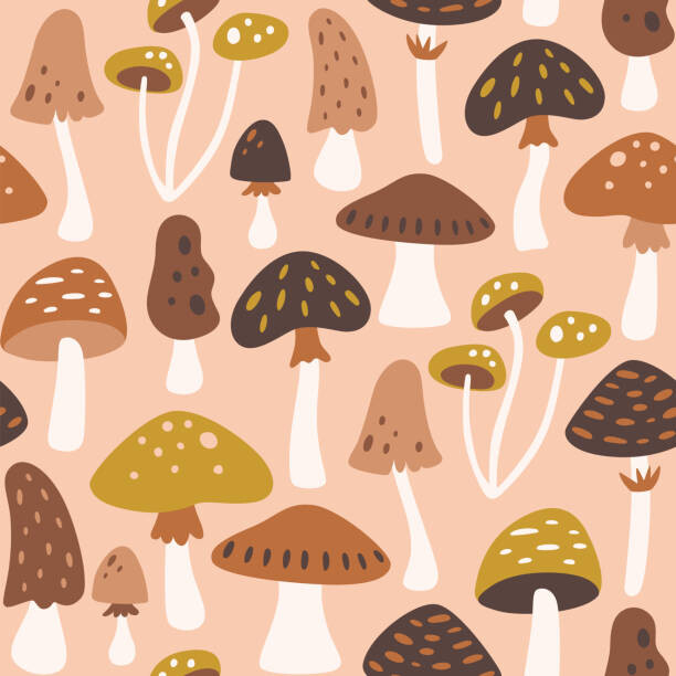 Poster Mushrooms Seamless Pattern