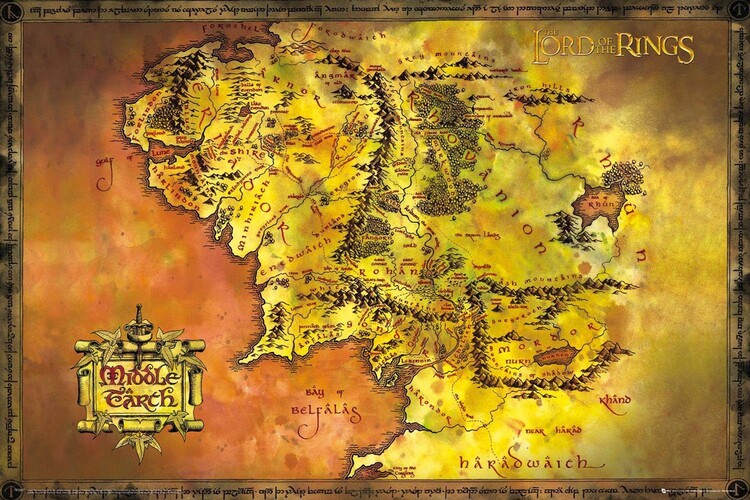 Poster O Senhor dos Anéis - mapa da Terra Média