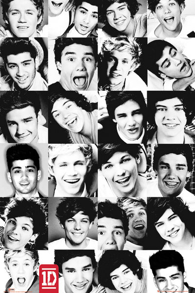 one direction black and white collage