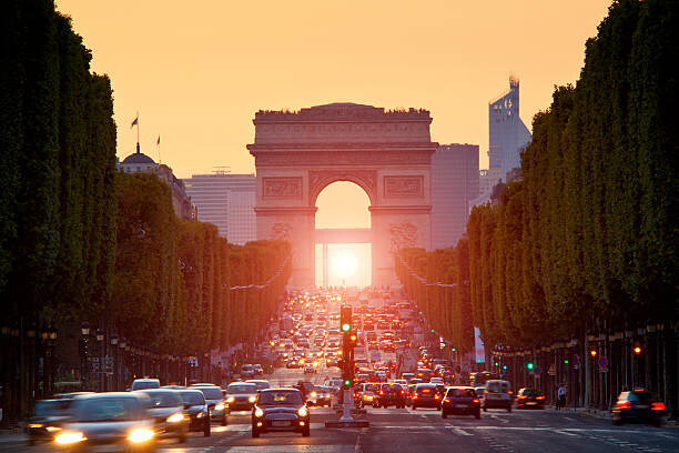 Poster Paris, Arc de Triomphe at sunset
