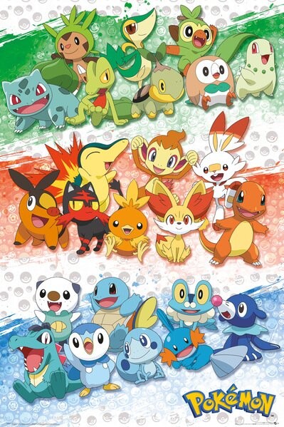 Quadro Pokemon 1 Geração Poster Anime sem moldura