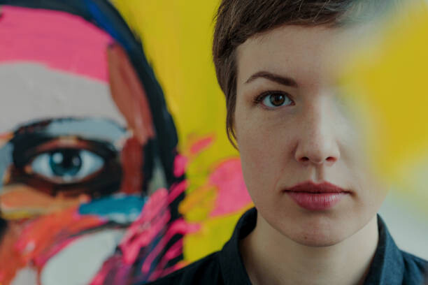 Poster Portrait of a female painter with