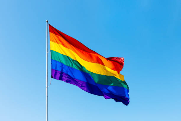 Poster Rainbow LGBTQI flag waving in the wind